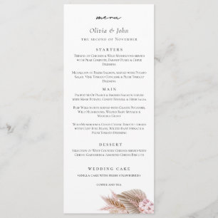 Menu Casamento com Grama das Pampas em Letra Elegante