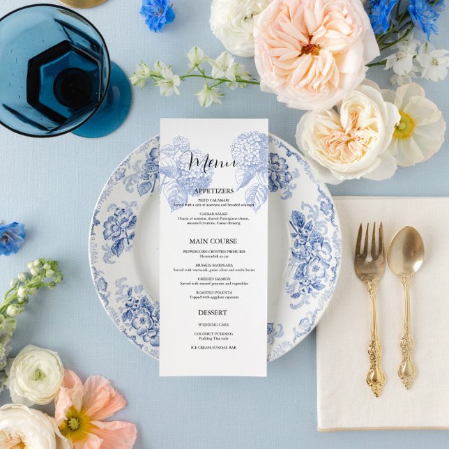 Menu Casamento com Hydrangea Azul (Criador carregado)