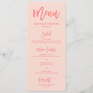 Menu Casamento com Letra Chic Hand Coral