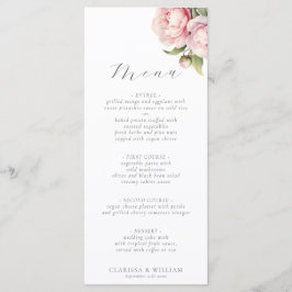 Menu Casamento com Letra de Água Floral Rosa Elegante