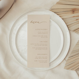 Menu Casamento com Letra Elegante Bege