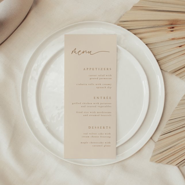 Menu Casamento com Letra Elegante Bege (Criador carregado)