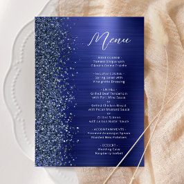 Menu Casamento com Letra Glam em Azul Naval Brilhante