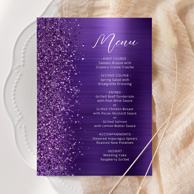 Menu Casamento com Letra Glitter Roxo Glam (Criador carregado)