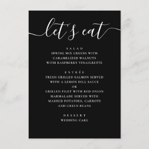 Menu Casamento com Letra Moderna Preta   Minimalista Ca