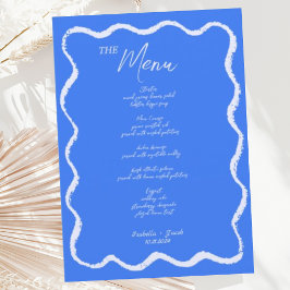 Menu Casamento com manuscrito azul esquadrão reverso