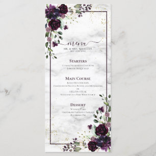 Menu Casamento com mármore de cor Dourada de ameixa