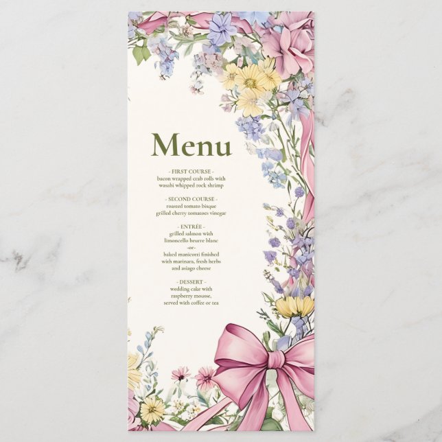 Menu Casamento com moldura floral vintage (Frente)