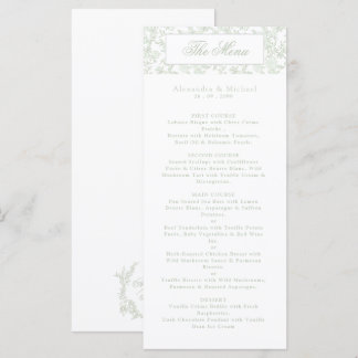 Menu Casamento com Monograma de Floral de Sálvia Elegan