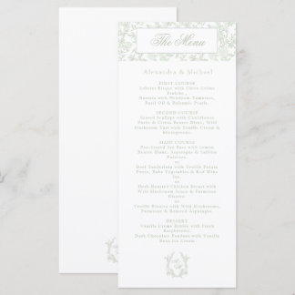 Menu Casamento com Monograma de Floral Toile Crest de S