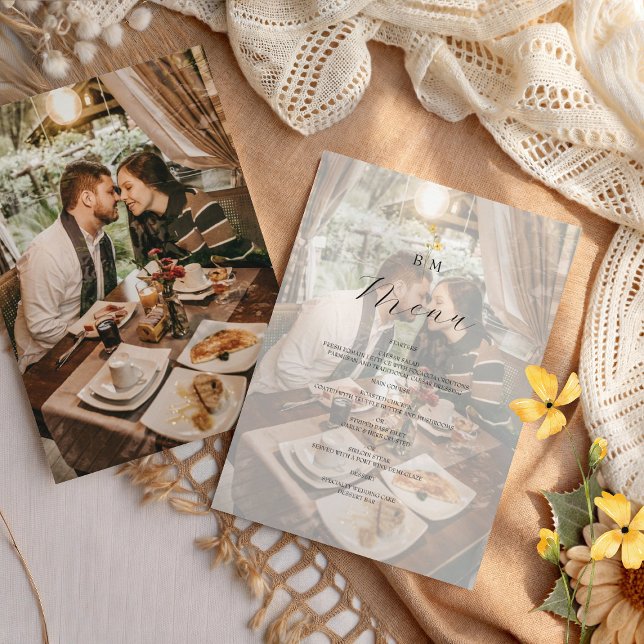 Menu Casamento com Monograma de Foto (Criador carregado)