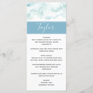 Menu Casamento com Nome de Convidado Dusty Blue Wa