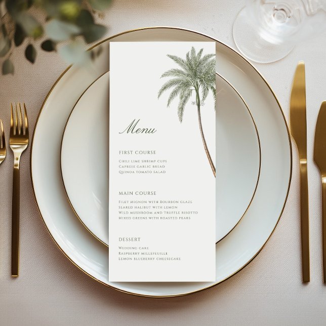 Menu Casamento com Palmeira Vintage (Criador carregado)