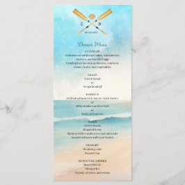 Menu Casamento com Remos de Praia em Aquarela