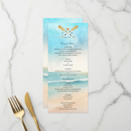 Menu Casamento com Remos de Praia em Aquarela