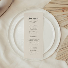 Menu Casamento com Roteiro Bege Minimalista Elegante