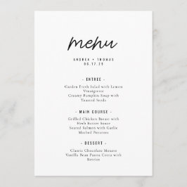 Menu Casamento com Roteiro Minimalista Elegante