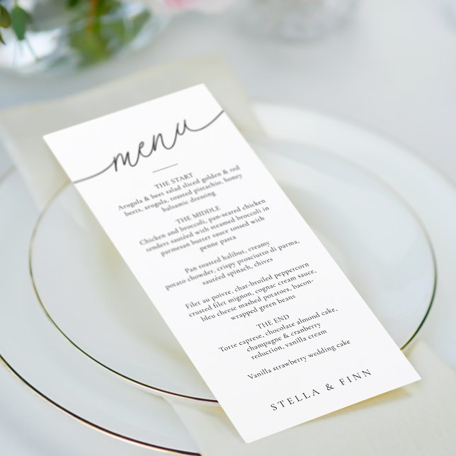 Menu Casamento com Roteiro Minimalista Moderno (Modern Minimalist Script Wedding Menu)
