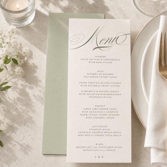 Menu Casamento com Roteiro Verde Pistache (Criador carregado)