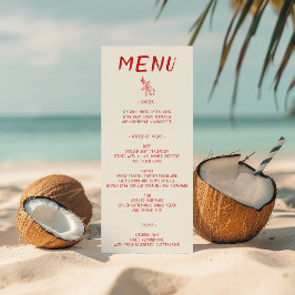 Menu Casamento com Script de Pincel Vermelho Elegante