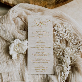Menu Casamento com Script Elegante de Marfim Floral