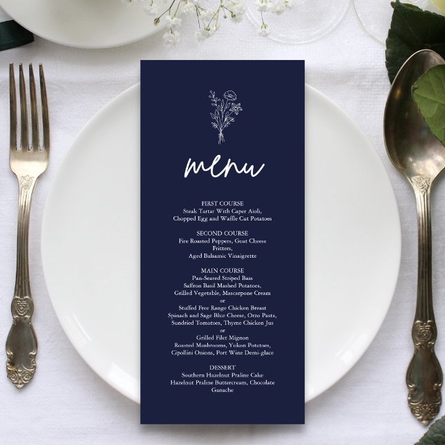 Menu Casamento com Terracotta de marinho Blue Minimalis (Criador carregado)