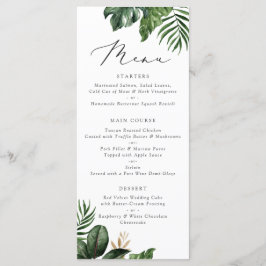 Menu Casamento com Tipografia de Palma Tropical Moderna