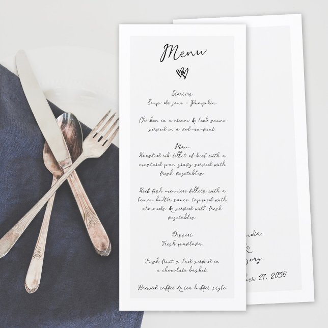 Menu Casamento com Tipografia Escrita Manuscrita de Man (Minimalist Script Hand Written Typography Wedding Menu)
