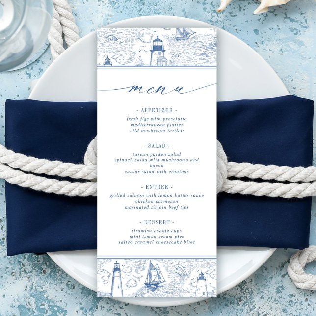 Menu Casamento com Toalete Azul de Farol Costeiro (Criador carregado)