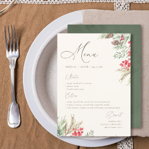 Menu Casamento com vegetação verde de inverno por Water