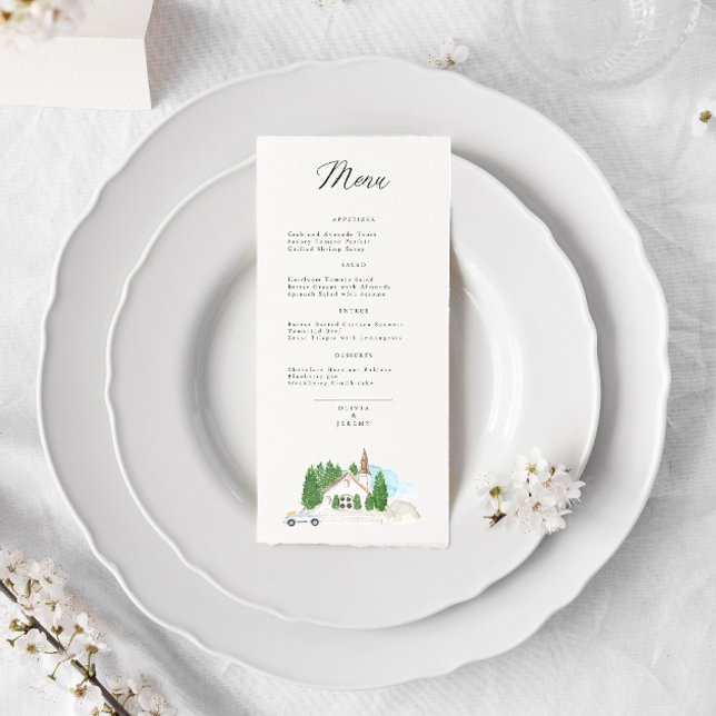 Menu Casamento com Watercolor House Italiano (Criador carregado)