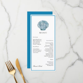 Menu Casamento Concha Única Azul Turquesa Vintage