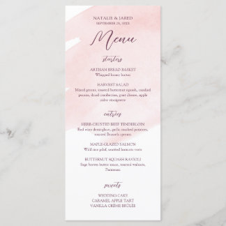 Menu Casamento Cor d'Água Cor Rosa Esbranquiçada