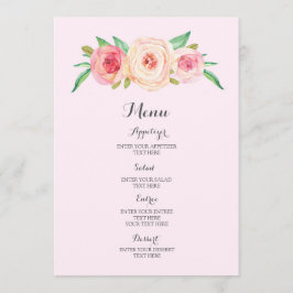 Menu Casamento Cor d'Água Cor Rosa Esbranquiçada