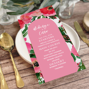 Menu Casamento Cor-de-Água Anêmona Arch Rosa