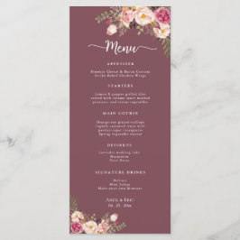 Menu Casamento Cor de Água Floral Blush Cor-de-Rosa Ele