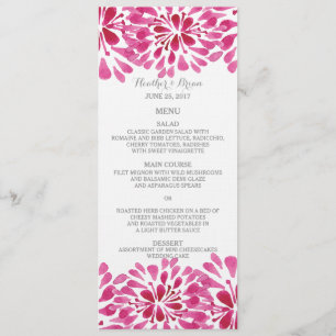 Menu Casamento Cor de Água Rosa Chrysanthemum