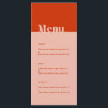Menu Casamento Cor-de-rosa laranja moderno-escuro<br><div class="desc">Pode ser totalmente personalizado para atender às suas necessidades. © Gorjo Designs. Feito para você através da plataforma Zazzle. // Procurando itens correspondentes? Outros artigos de papelaria do conjunto disponível na seção "coleções" da minha loja. // Precisa de ajuda para personalizar o seu design? Tem outras ideias? Sinta-se à vontade...</div>