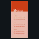 Menu Casamento Cor-de-rosa laranja moderno-escuro<br><div class="desc">Pode ser totalmente personalizado para atender às suas necessidades. © Gorjo Designs. Feito para você através da plataforma Zazzle. // Procurando itens correspondentes? Outros artigos de papelaria do conjunto disponível na seção "coleções" da minha loja. // Precisa de ajuda para personalizar o seu design? Tem outras ideias? Sinta-se à vontade...</div>