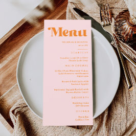 Menu Casamento Cor-de-Rosa Moderno e Laranja