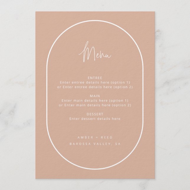 Menu Casamento Cor-de-Rosa Rosa Mínimo com Scripts (Frente)