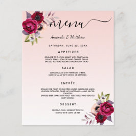 Menu Casamento cor-de-rosa rosa rosa rosa-rosa flo