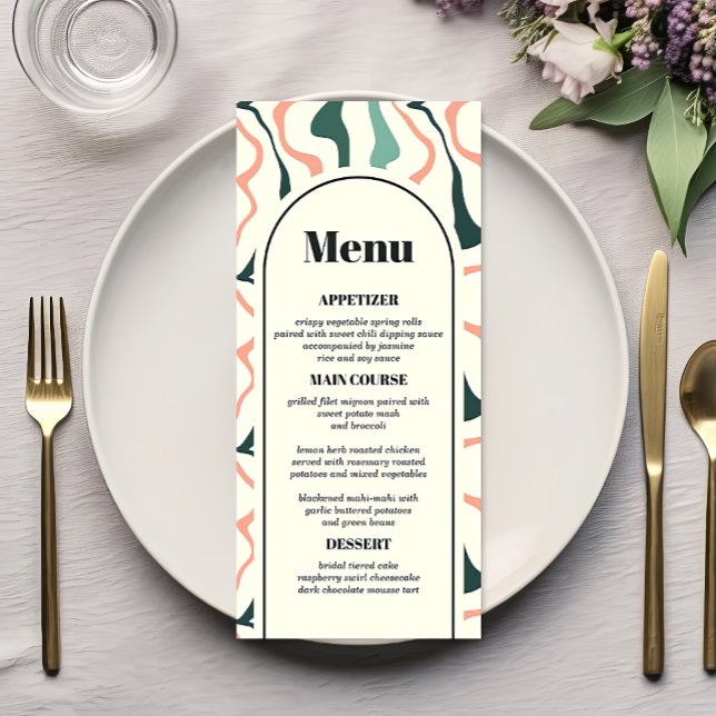 Menu Casamento Cor-de-rosa Verde da Arca Retro (Criador carregado)