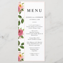 Menu Casamento Cor Flórida Floral Rosa Esbranquiçada
