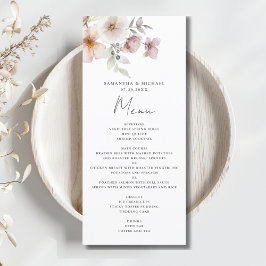 Menu Casamento Cor Flórida Floral Rosa Esbranquiçada
