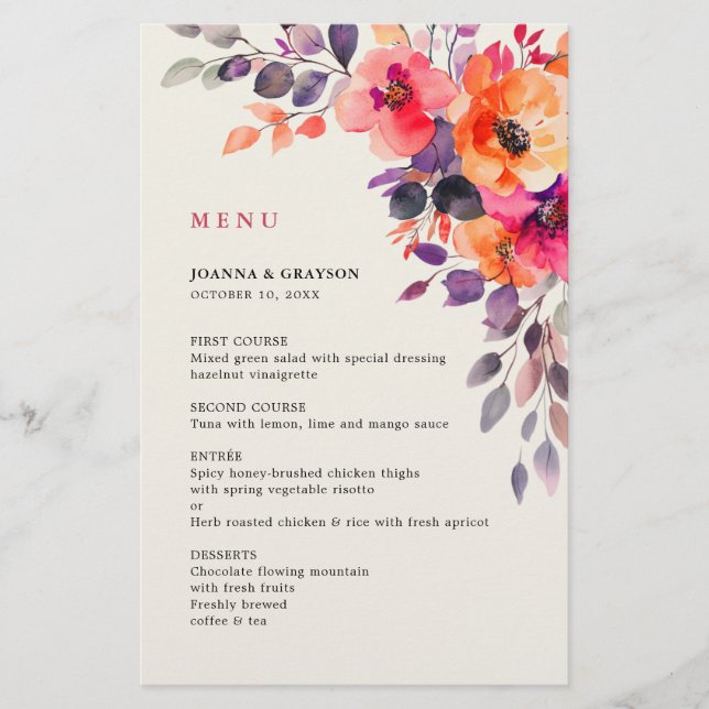 Menu Casamento Cor Laranja Laranja-Cor-de-Laranja- (Frente)