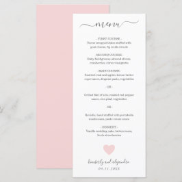 Menu Casamento Coração Rosa Fofo