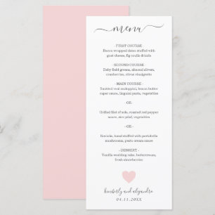 Menu Casamento Coração Rosa Fofo