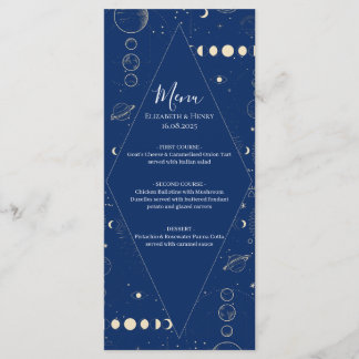 Menu Casamento cósmico celestial sol lua estrelas