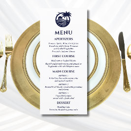 Menu Casamento Costeiro de Árvore de Palma Branca e mar